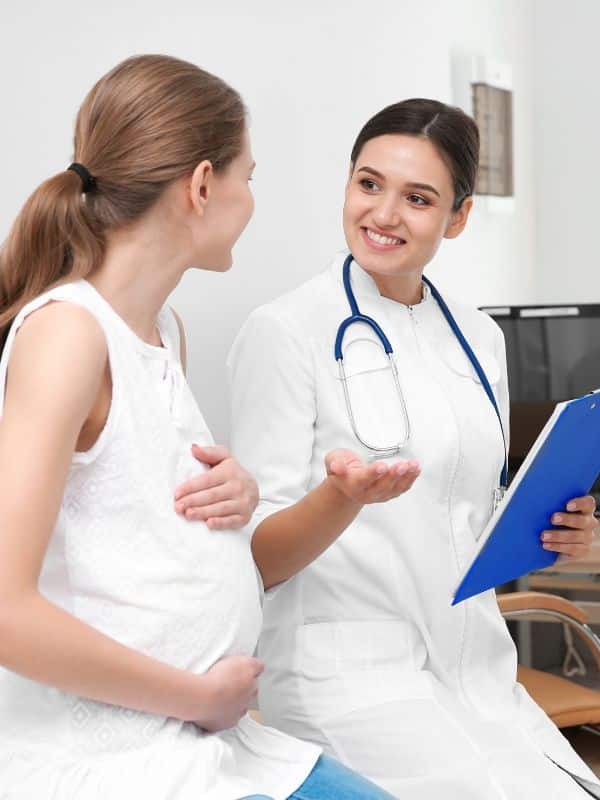 Gynecology doctor with patient