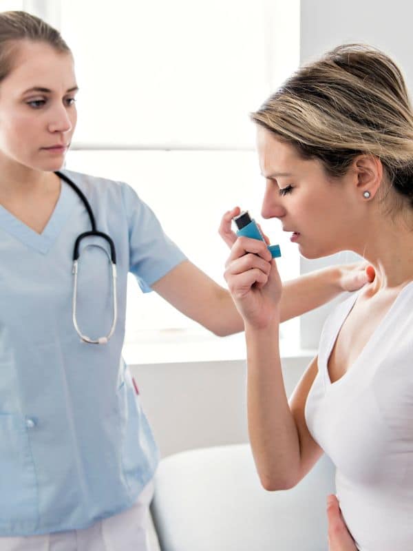 Pulmonology services doctor with patient