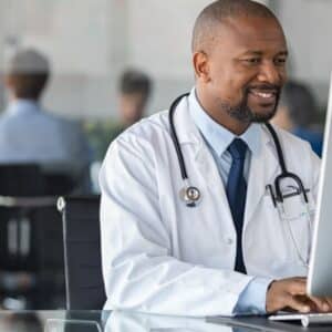 Medical team reviewing patient records during credentialing