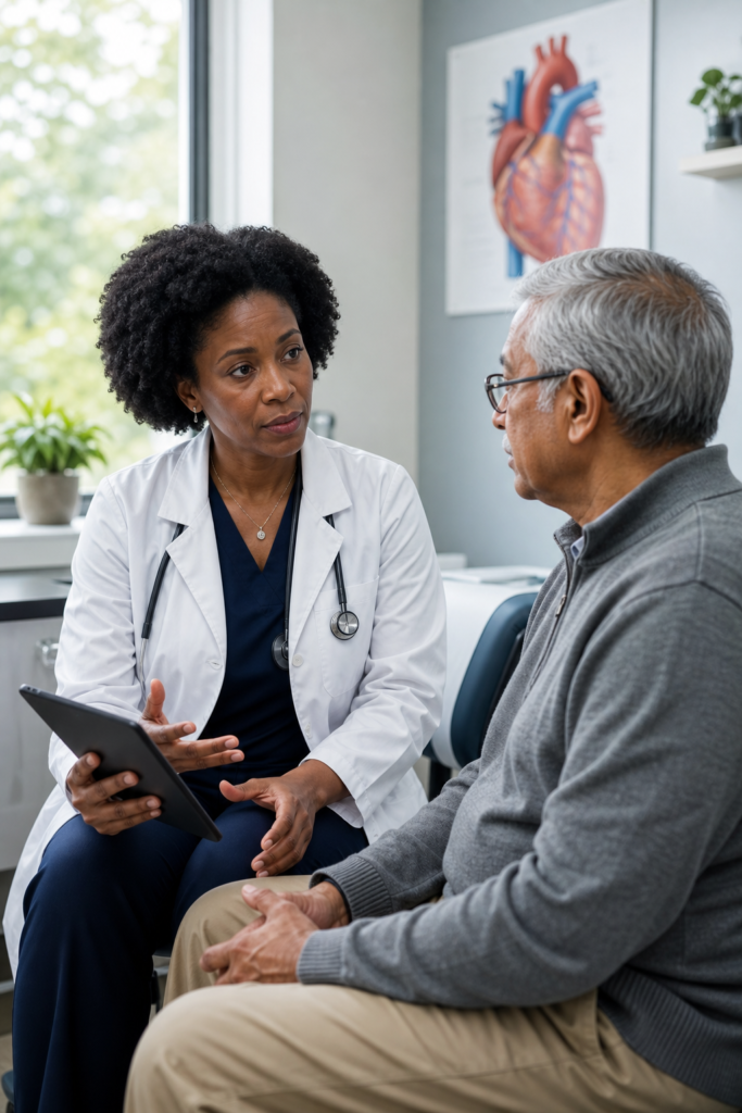 Cardiology clinician consulting with a patient in Charlotte, NC