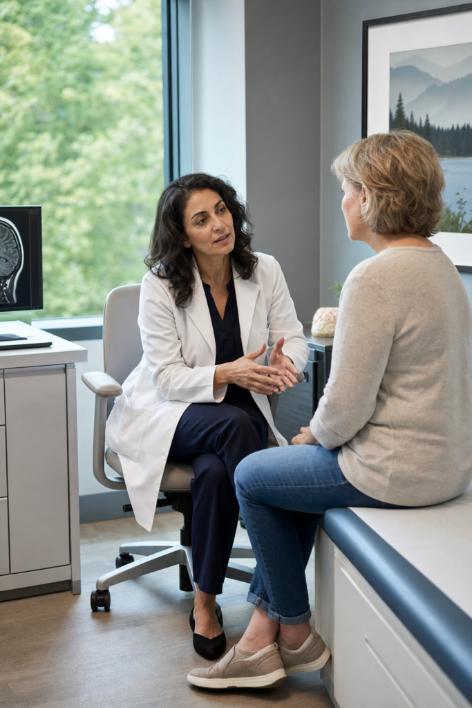 Neurology clinician consulting with a patient in Winston-Salem, NC