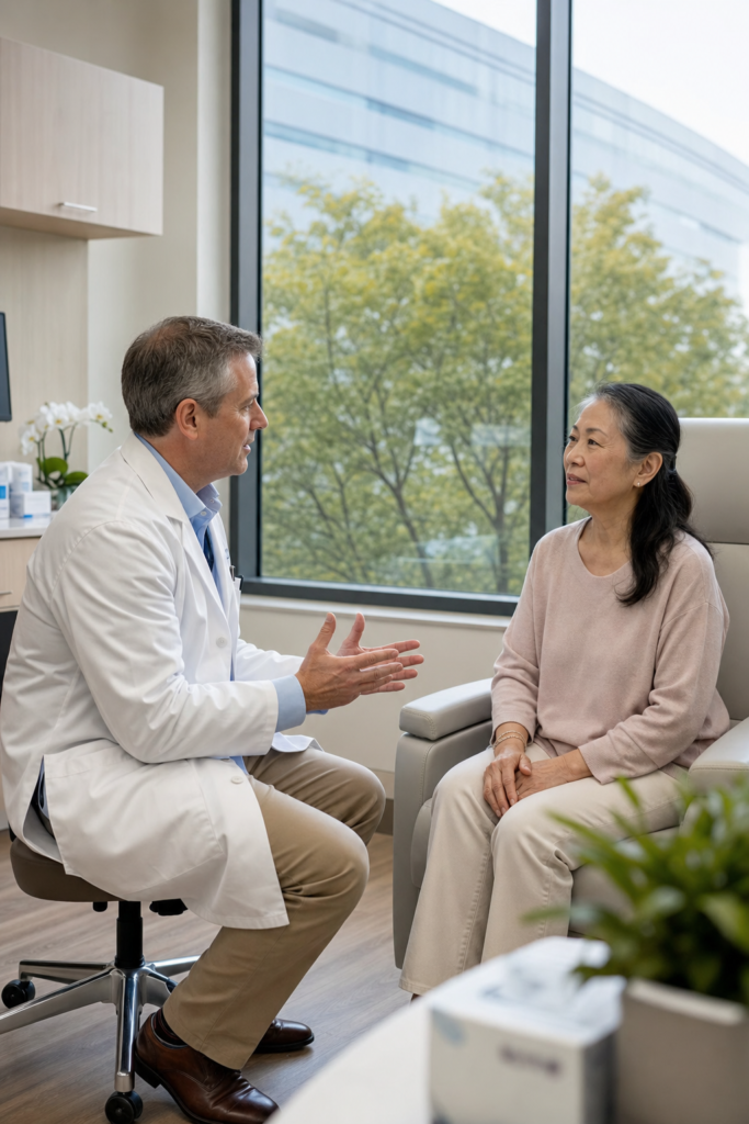 Oncology clinician consulting with a patient in Winston-Salem, NC