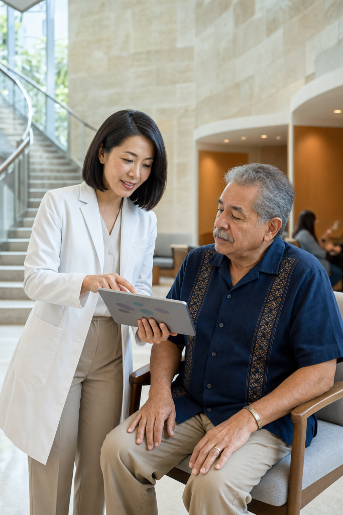 Specialty and Subspecialty Care clinician consulting with a patient in Durham–Chapel Hill, NC
