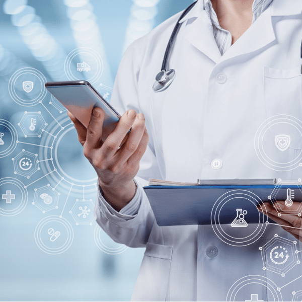 Healthcare administrator analyzing revenue cycle data on screen